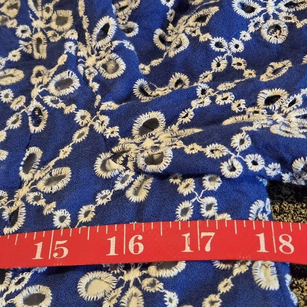 Zara Blue and White Floral Lined Mini Dress Women's M Cotton Button Front - Picture 15 of 16